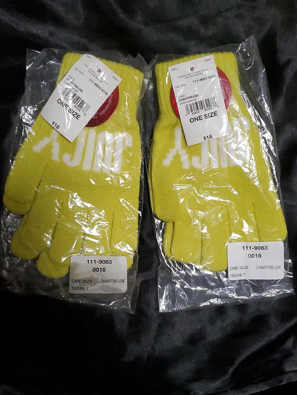 Juicy Couture Chartreuse Knit Gloves with White Logo - 2 Pair